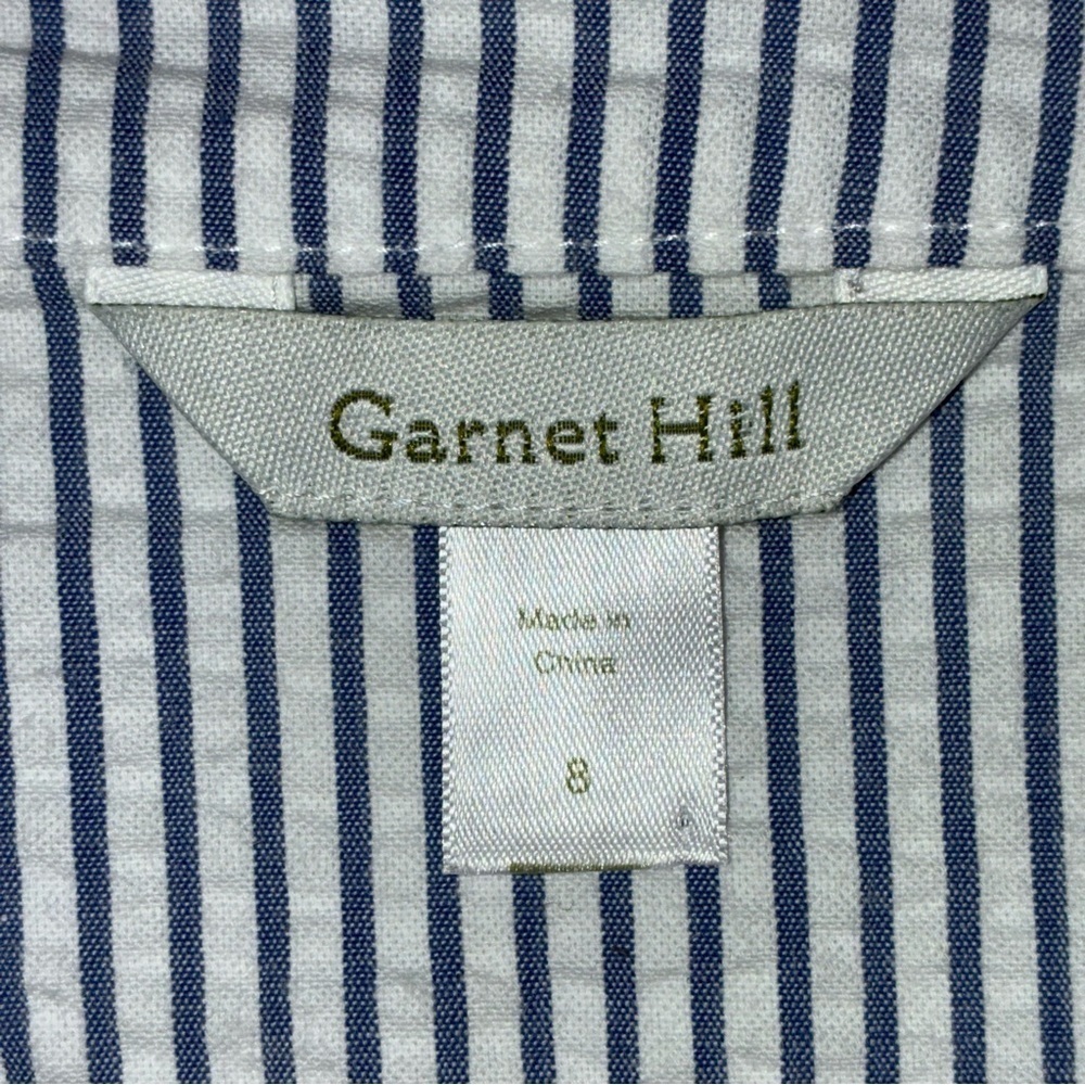 Garnet Hill Womens Blouse Jacket Seersucker Blue White Striped Peplum 8 preppy - Picture 8 of 9